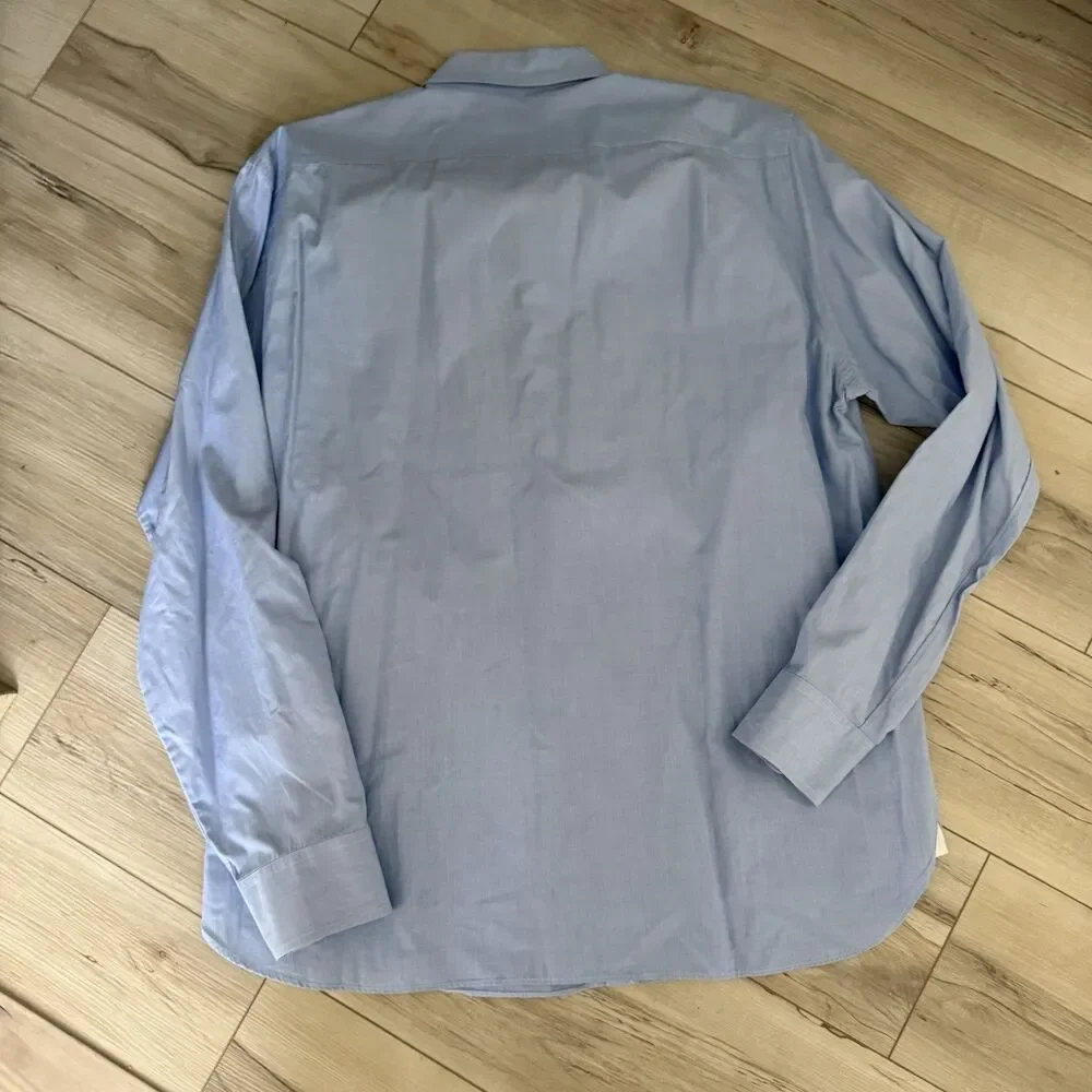 J.Crew Woven 2ply Cotton Oxford Blue Long Sleeve Button Down Shirt Top Sz XL